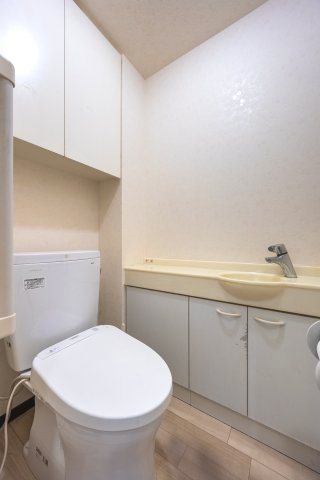 トイレにはお手洗いスペースがあり収納スペースもございます