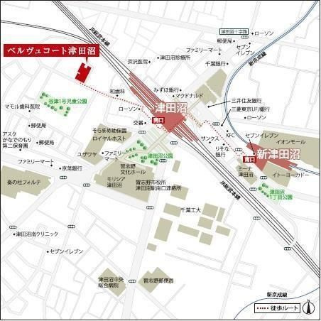 ベルヴュコート津田沼の地図