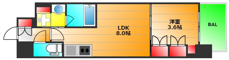 ソルレヴェンテ北堀江Ｑの間取り|現状有姿