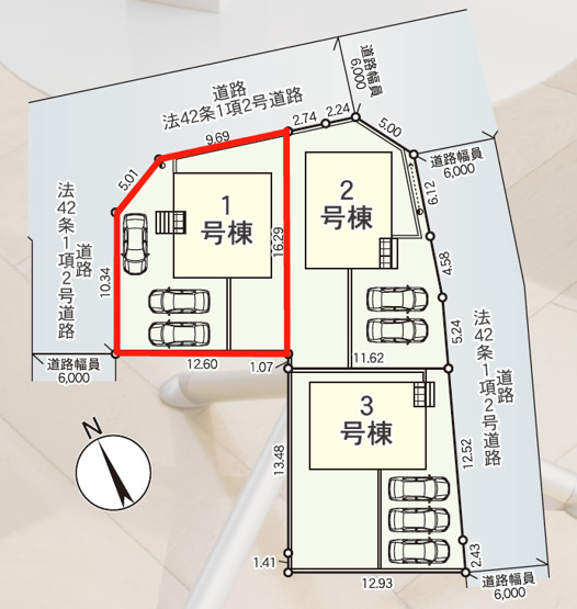 【区画図】 | Cradle garden　東根市蟹沢第5　1号棟 | ★内覧予約でブランド米2kg★