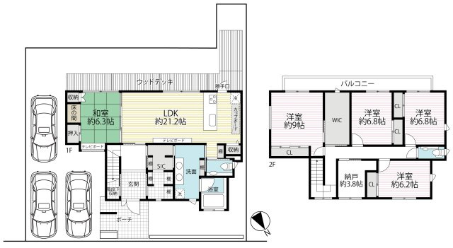 ◆リフォーム済み美宅◆敷地６６坪◆５SLDKの大豪邸◆駐車３台可能◆守山市荒見町の間取り