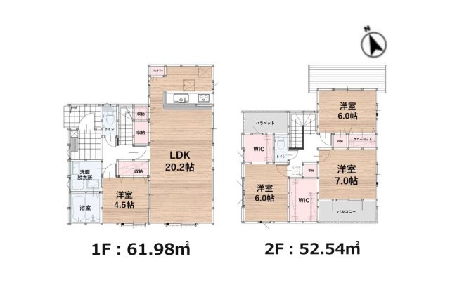 糟屋郡粕屋町内橋東1丁目第3-5棟（1号棟）の間取り|全居室収納付きで便利です。