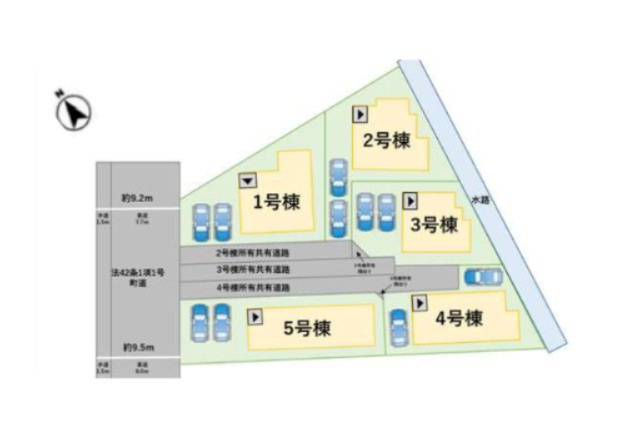 糟屋郡粕屋町内橋東1丁目第3-5棟（1号棟）の区画図|配置図（1号棟）