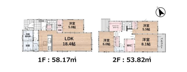 糟屋郡粕屋町内橋東1丁目第3-5棟（4号棟）の間取り|全居室収納付きで便利です。
