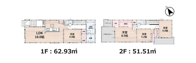糟屋郡粕屋町内橋東1丁目第3-5棟（5号棟）の間取り|全居室収納付きで便利です。