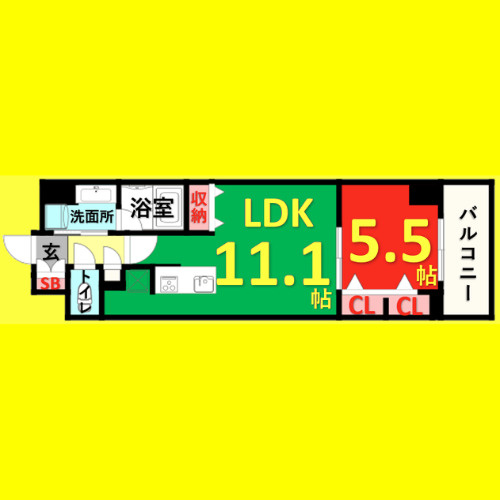 グランルクレ新栄イースト　名古屋市賃貸　仲介手数料無料の間取り