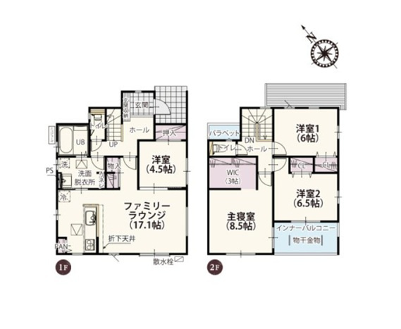 新築　太田市由良町第2期　21号棟の間取り|4LDK　建物約32坪　嬉しいインナーバルコニー！ウォークインクローゼットなど、収納たっぷりの間取りです！