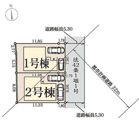 明石市魚住町金ケ崎2期（全2棟）1号棟の区画図|1号棟