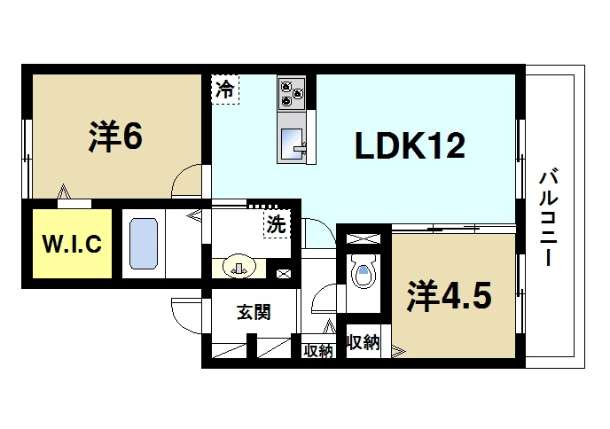 リアングランデの間取り|2LDKの間取りです