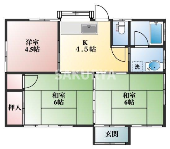 小野方貸家の間取り