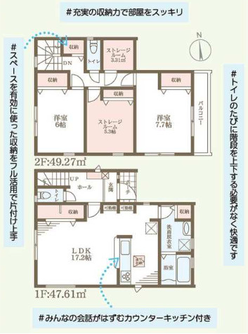 明石市魚住町金ケ崎2期（全2棟）2号棟の間取り|2LDK＋2ストレージルームです。