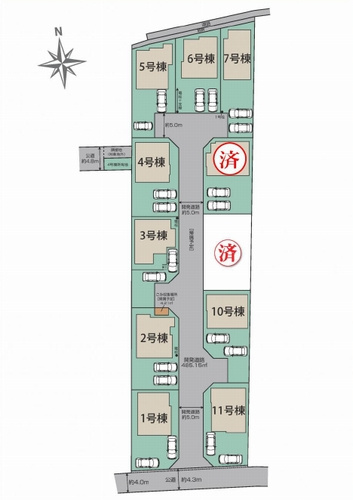 【仲介手数料０円】秦野市渋沢　新築一戸建て　全11棟の区画図|秦野市渋沢　新築一戸建て　全11棟