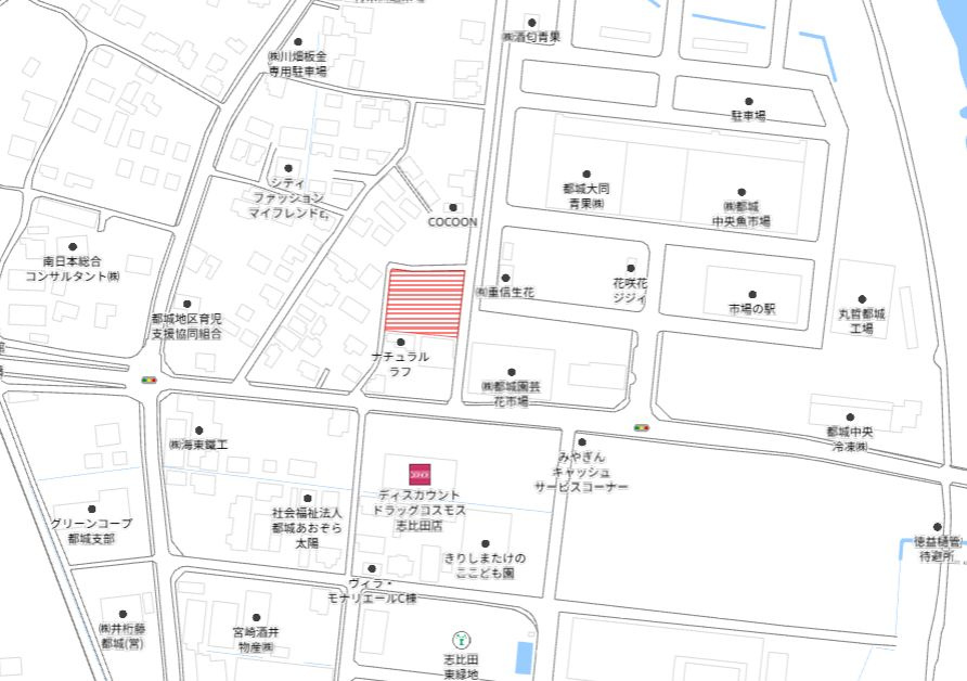 都城市志比田町の売地の土地図
