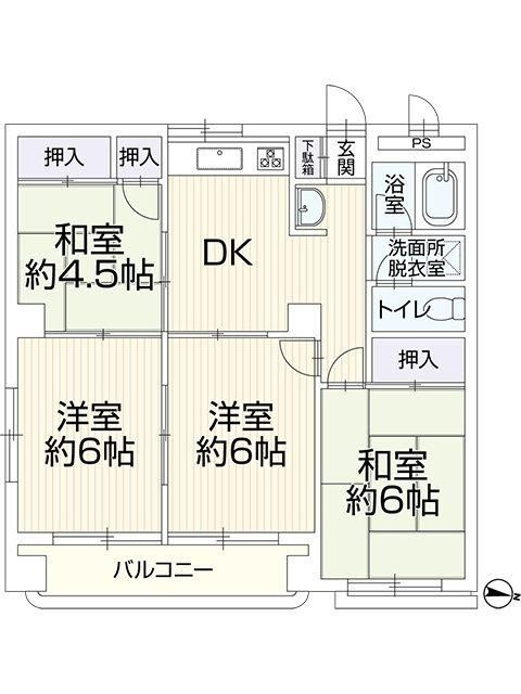 パークヒルズ東所沢　中古マンション　2階の間取り