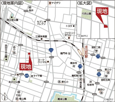 【地図】 | Cradle garden　山形市西田第12　1号棟 | ★内覧予約でブランド米2kg★