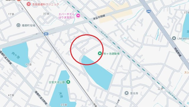 加古郡播磨町二子　　　山陽電鉄「播磨町駅」徒歩９分の地図