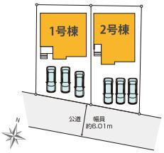 蓮田市蓮田5期　新築一戸建て　01　ケイアイテラスの区画図|全2棟