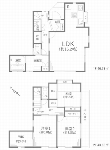 【仲介手数料０円】海老名市国分南4丁目　中古一戸建ての間取り|海老名市国分南4丁目　中古一戸建て