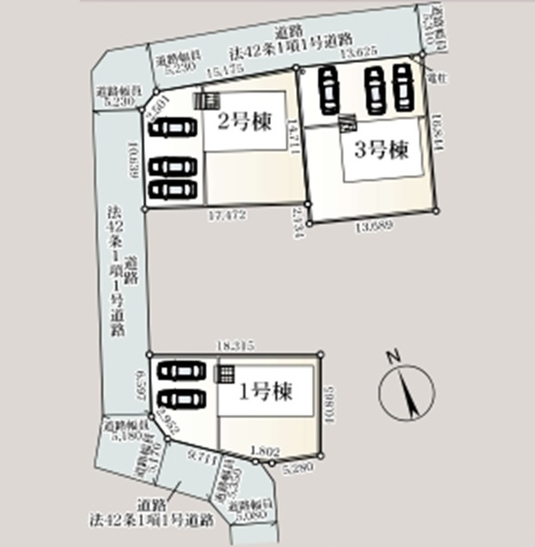 【仲介手数料無料】新築戸建　吉見町下細谷669-1（全3棟）の区画図