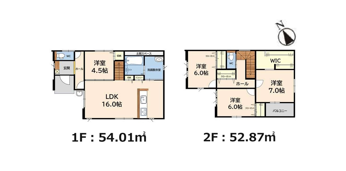 福岡市中央区小笹5丁目第2-2棟（1号棟）の間取り|全居室収納付きで便利です。