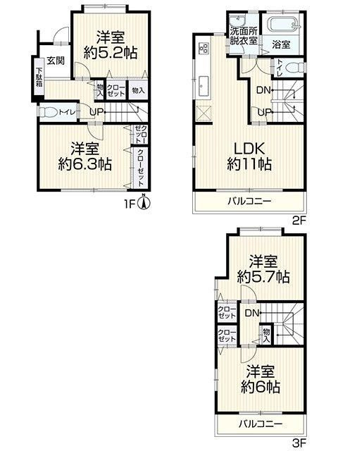 所沢市美原町３丁目　中古戸建の間取り
