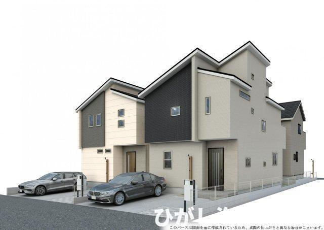 茅ケ崎市東海岸南6丁目　新築戸建　全３棟の外観パース|イメージパスですので実際のものと多少異なります。