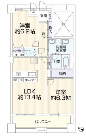 【間取り】 | レクセルマンション淵野辺 | 2LDKは、リビングダイニングキッチンと二つの居室がある間取りでございます。夫婦や小さなお子さんのいるご家庭に特におすすめで、リビングで家族団らんを楽しみつつ、個室でプライベートな時間も確保できます。