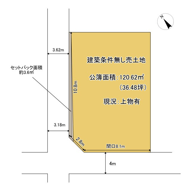 京都市北区大宮玄琢北町　建築条件無し売土地の土地図