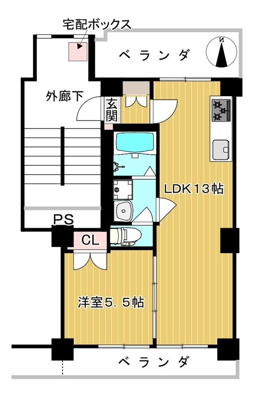 府中市美好町１丁目の賃貸マンションの間取り