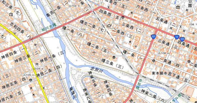 旭川市曙3条5丁目　一棟アパートの地図