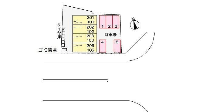 福知山市字天田のアパートの区画図