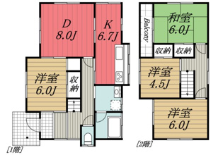 【間取り】 | 田間戸建貸家　2