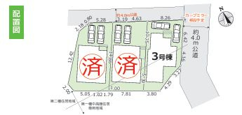 厚木市妻田西7期　新築一戸建て　3号棟の区画図|配置図