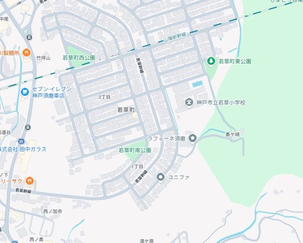 神戸市須磨区若草町　新築一戸建ての地図