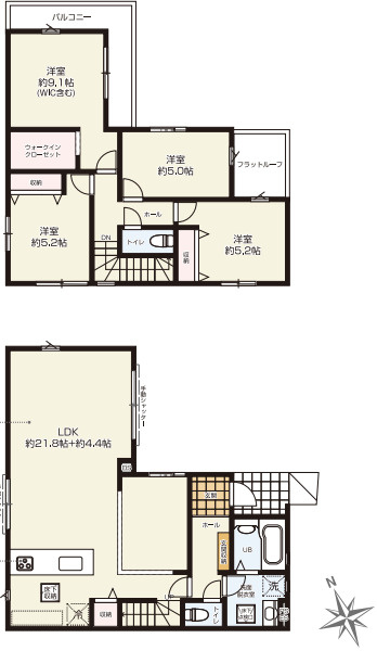 上尾市東町　6期　新築一戸建て　KEIAI GRACE　02の間取り|【全2棟・2号棟】上尾市東町　6期　新築一戸建て　KEIAI GRACE　02・4LDK・土地面積118.70m2・建物面積111.37m2