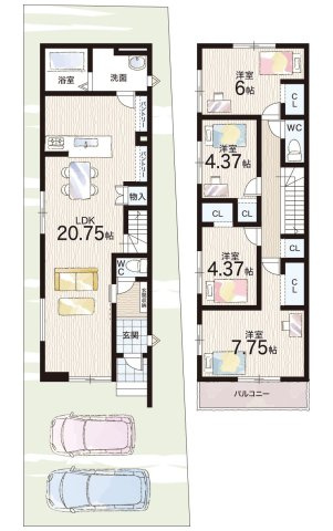★亀岡市古世町　第4期　新築一戸建ての間取り|3号地