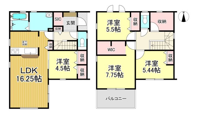 知多市八幡字竹後　全2棟　2号棟の間取り|4LDK+WIC+SIC☆