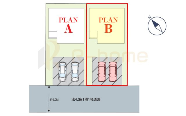 つくばみらい市富士見ヶ丘3丁目　新築戸建て　B号棟の区画図|大きなお買い物だからこそ、メリット・デメリットを伝えさせて頂きます。
R-homeにお任せください♪