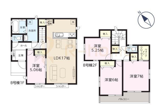つくばみらい市富士見ヶ丘3丁目　新築戸建て　B号棟の間取り|4LDK＋WIC、土地面積167.71m2、建物面積99.16m2