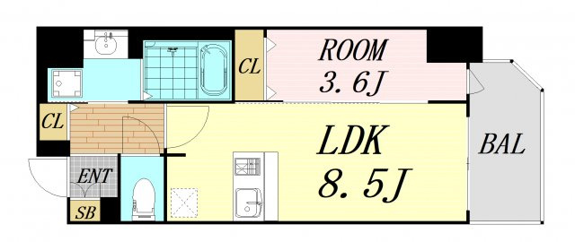 ララプレイス難波ガルテン　仲介手数料無料の間取り