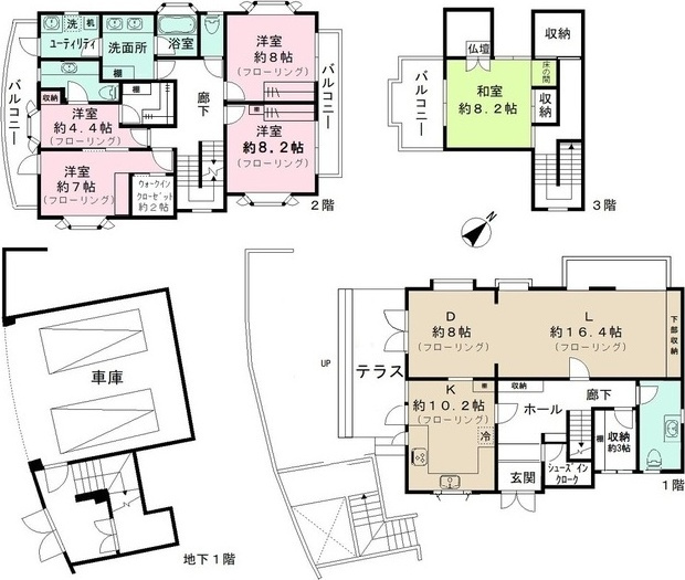世田谷区瀬田１丁目戸建の間取り