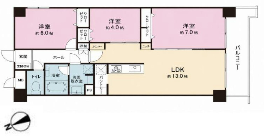 ライオンズマンション三郷第5の間取り|間取図です