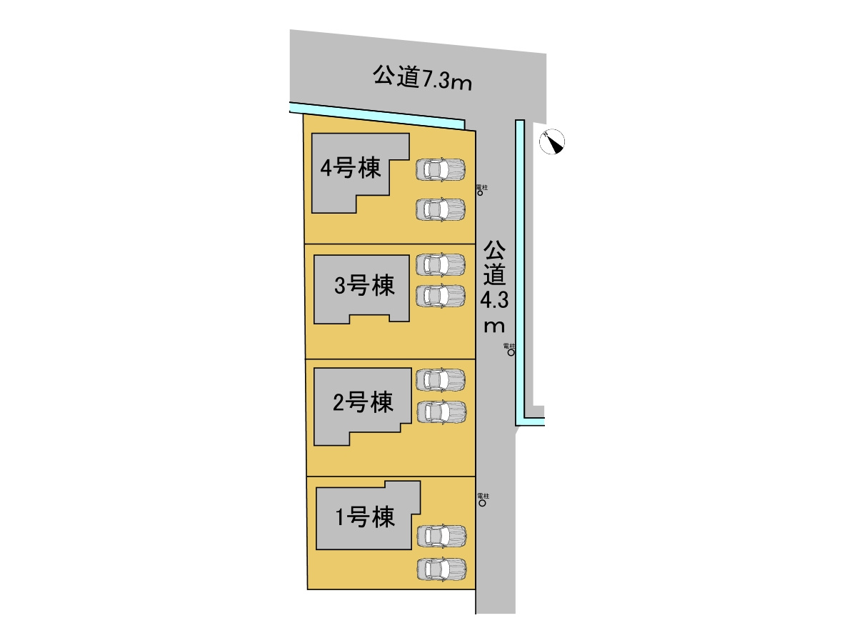 タマタウン　岐阜市南鶉1丁目(鶉小)　全4区画分譲の区画図|■区画図
■YAMADA電機の　ヤマダ不動産　株式会社リライフ　
いつでもお問合わせ下さい。
