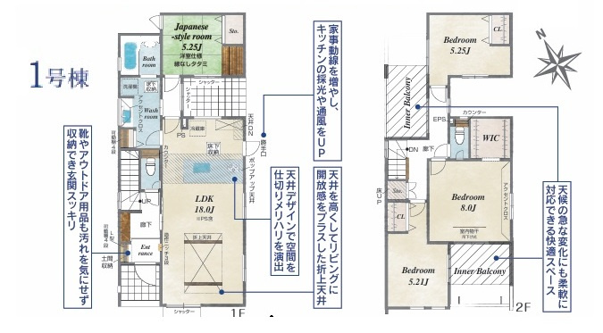 【ブルーミングガーデン】宇都宮市平松3丁目 全２邸の間取り|〇1号棟〇
4LDK+WIC+カースペース2台（小型車1台）