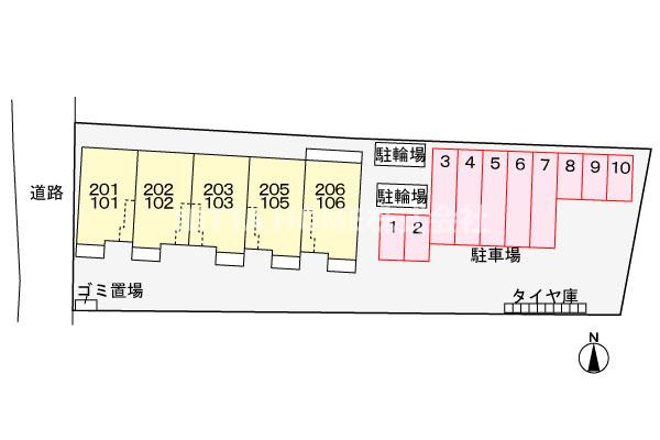 福知山市字正明寺のアパートの区画図