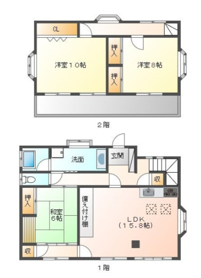 豊橋市北山町貸家の間取り
