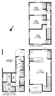 【間取り】 | 南区相模台4丁目  1号棟 5期 | 3LDK　3階建　準耐火建築物　都市ガス　網戸標準仕様　シャッター5箇所付　室内物干し　玄関ドアFamiLock　食洗器・浄水器　浴室乾燥機+窓・浴室TV　パントリー　リネン棚　LDK16.2帖