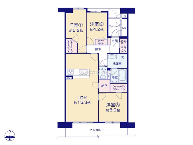 パークサイド光が丘の間取り|専有面積71.02㎡の3LDK
2WICにSICなど収納も豊富な間取りです