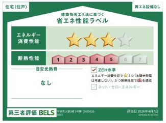 【その他】 | 平塚市入野 3号棟 | 省エネ性能ラベル　第三者評価　ZEH水準（省エネ住宅）