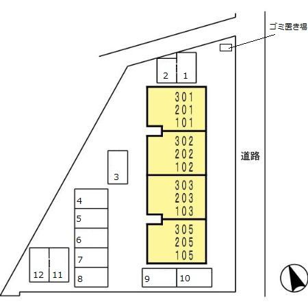 寺原サンハイツⅡの区画図
